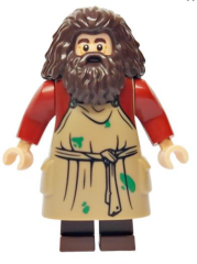 Lego Minifigür Rubeus Hagrid with Dog, Baby Dragon and Pink Umbrella hp474