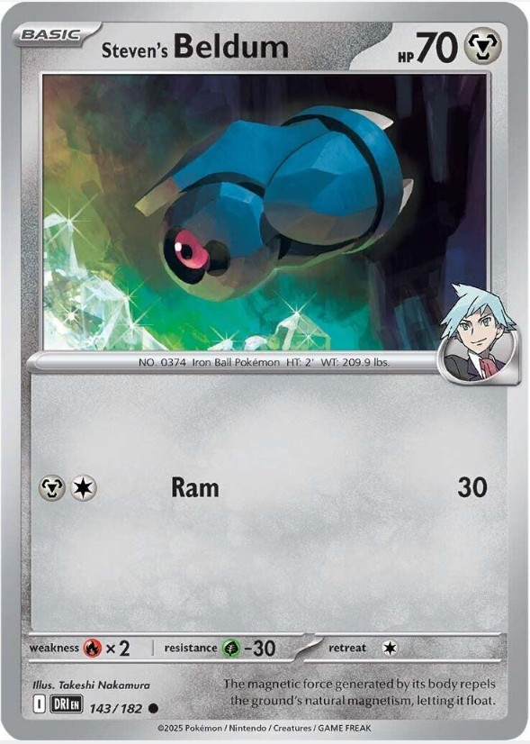 Pokemon Destined Rivals Single Kart Steven's Beldum 143/182