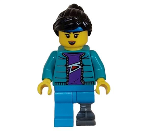 Lego Minifigür Skateboarder Female Dark Azure Legs with Prosthetic Leg cty1628