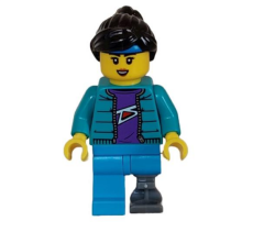Lego Minifigür Skateboarder Female Dark Azure Legs with Prosthetic Leg cty1628