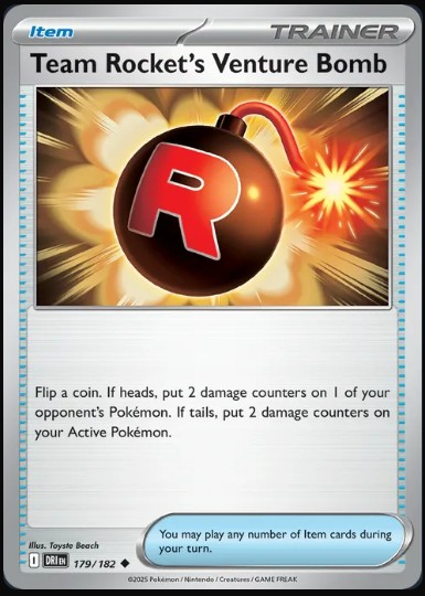 Pokemon Destined Rivals Single Kart Team Rocket's Venture Bomb (RH) 179/182