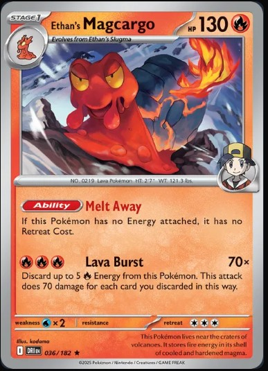 Pokemon Destined Rivals Single Kart Ethan's Magcargo (Holo) 036/182