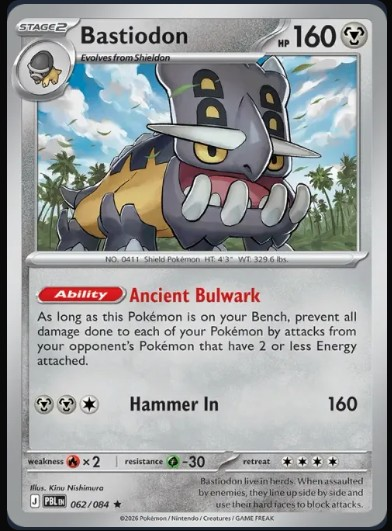 Pokemon Mega Evolution Pitch Black Single Kart Bastiodon (Holo) 062/084