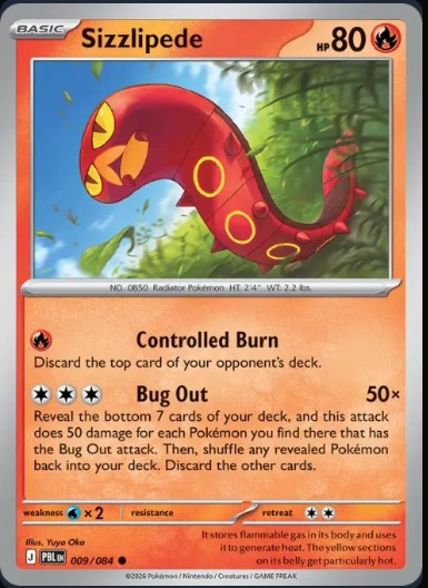 Pokemon Mega Evolution Pitch Black Single Kart Sizzlipede 009/084