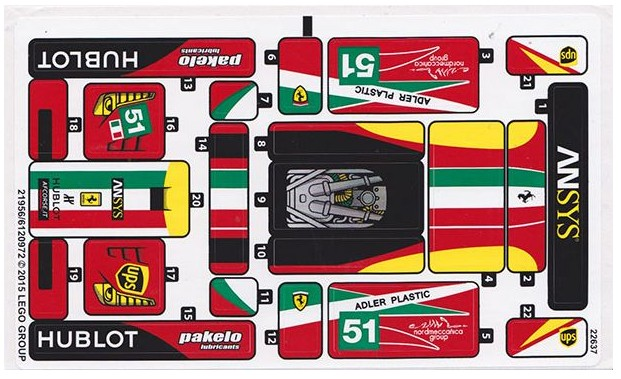 Lego 75908 458 Italia GT2 - STICKER -