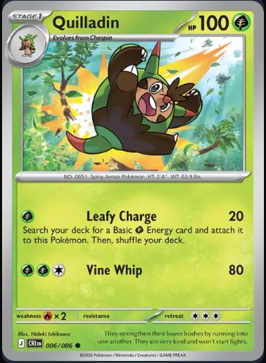 Pokemon Mega Evolution Chaos Rising Single Kart Quilladin 006/086