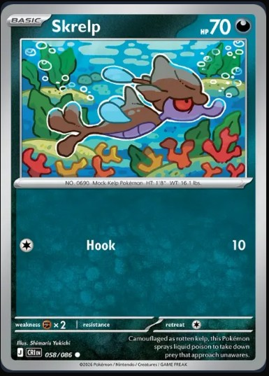 Pokemon Mega Evolution Chaos Rising Single Kart Skrelp 058/086