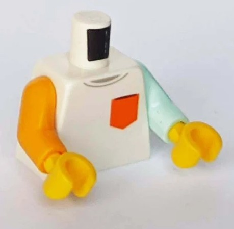 Lego Minifigure Torso Shirt with Orange Chest Pocket Print 973e087pr4793