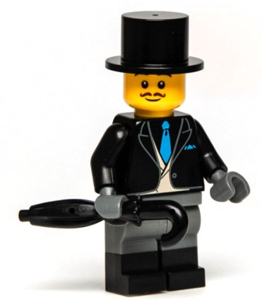 Orjinal Lego Minifigür True Gentleman Suit Top Hat with Umbrella
