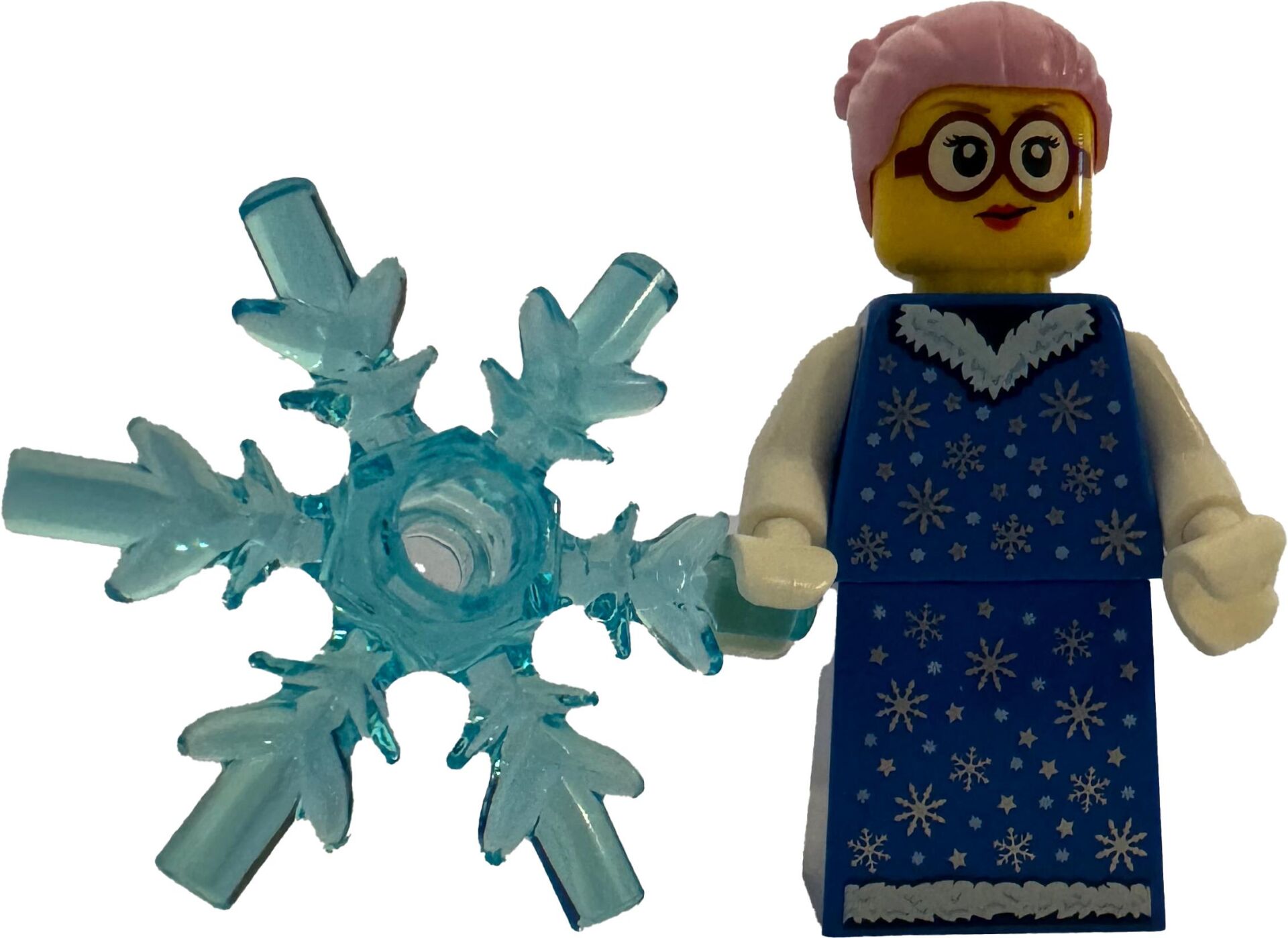 Orjinal Lego Minifigür Mrs Claus in Blue Dress With Snow Flake
