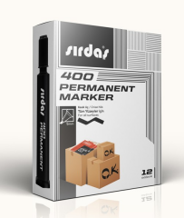 Sırdaş Permanent Marker 12'li Paket Siyah Kesik Uç 400