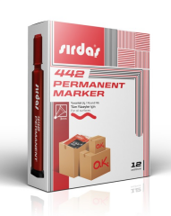 Sırdaş Permanent Marker 12'li Paket Kırmızı Yuvarlak Uç 442