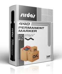 Sırdaş Permanent Marker 12'li Paket Siyah Yuvarlak Uç 440