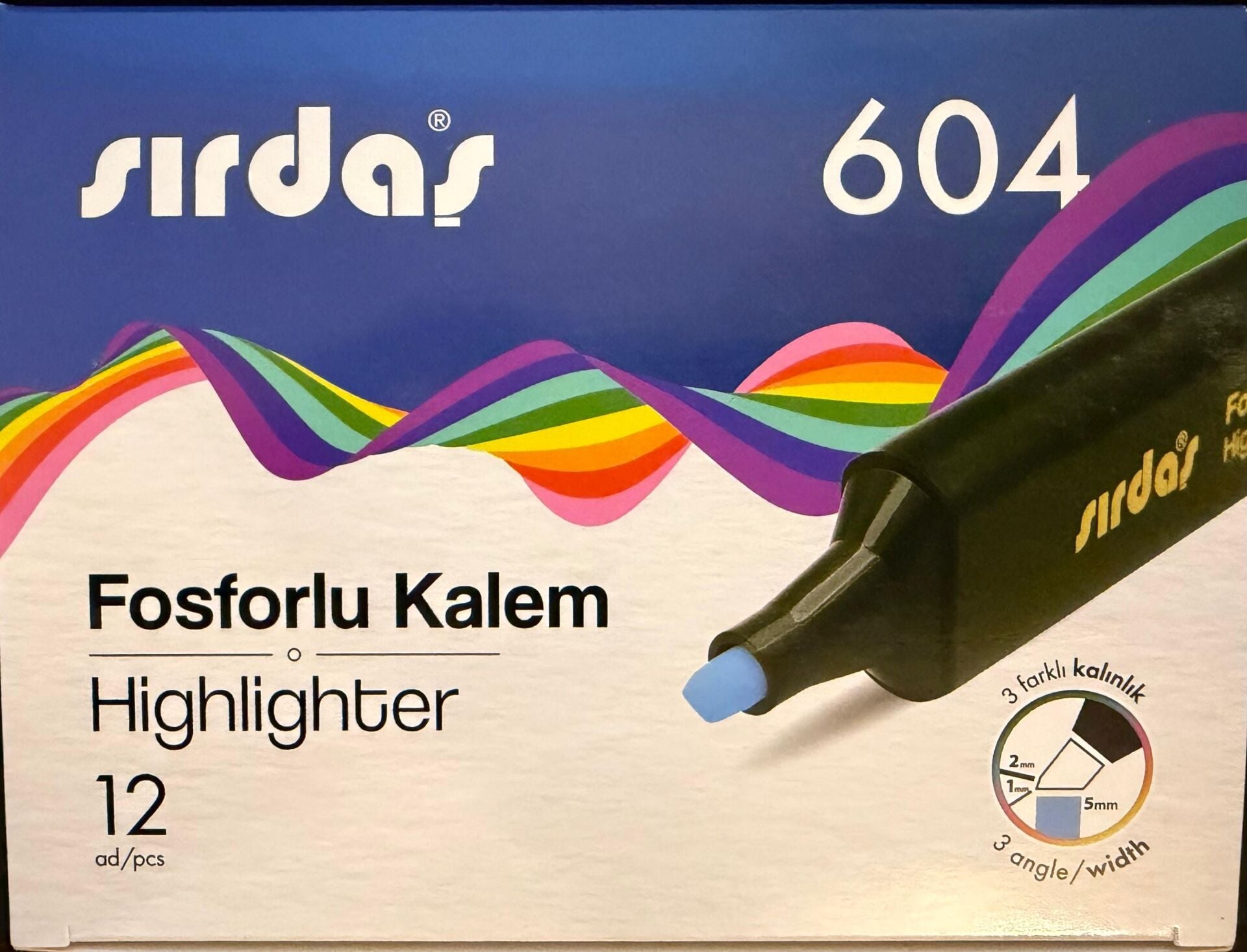 Sırdaş Fosforlu Kalem 12'li Paket Mavi 604