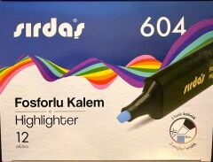 Sırdaş Fosforlu Kalem 12'li Paket Mavi 604