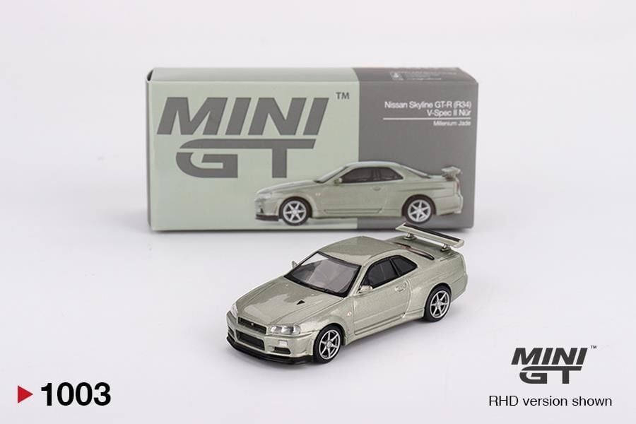 Mini GT Nissan Skyline GT-R (R34) V-Spec II Nür Millenium Jade 1003