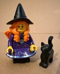Orjinal Lego Minifigür Witch with cat