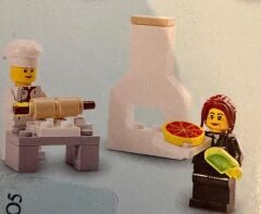 Lego Minifigür Chef - White Torso with 8 Buttons with Female Suit Black, Dark Red Hair chef017a/cty0183