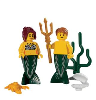 Lego Minifigür Merman and Mermaid pi140a/pi139