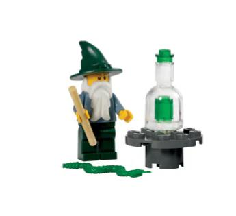 Lego Minifigür Wizard - Sand Blue with Dark Green Legs and Hat cas483a