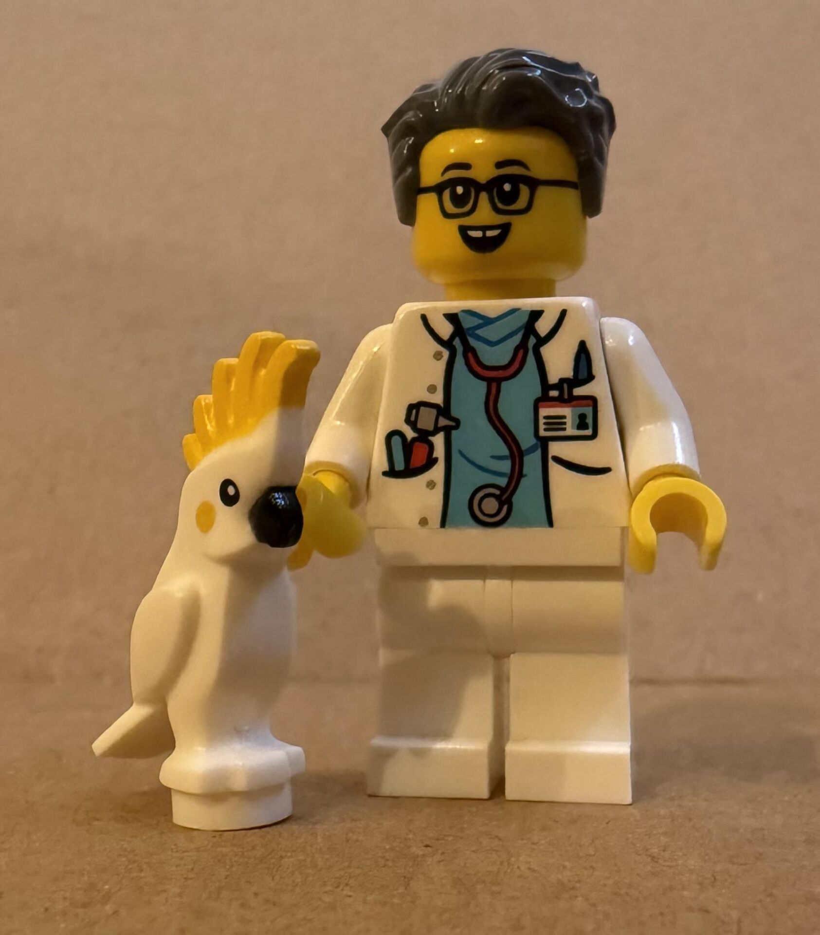 Orjinal Lego Minifigür Doctor with Parrot