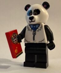 Orjinal Lego Minifigür Chinese New Year Panda Guy Costume with Nian Tile