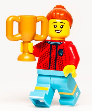 Orjinal Lego Minifigür Female Football Soccer Champion Player with Trophy