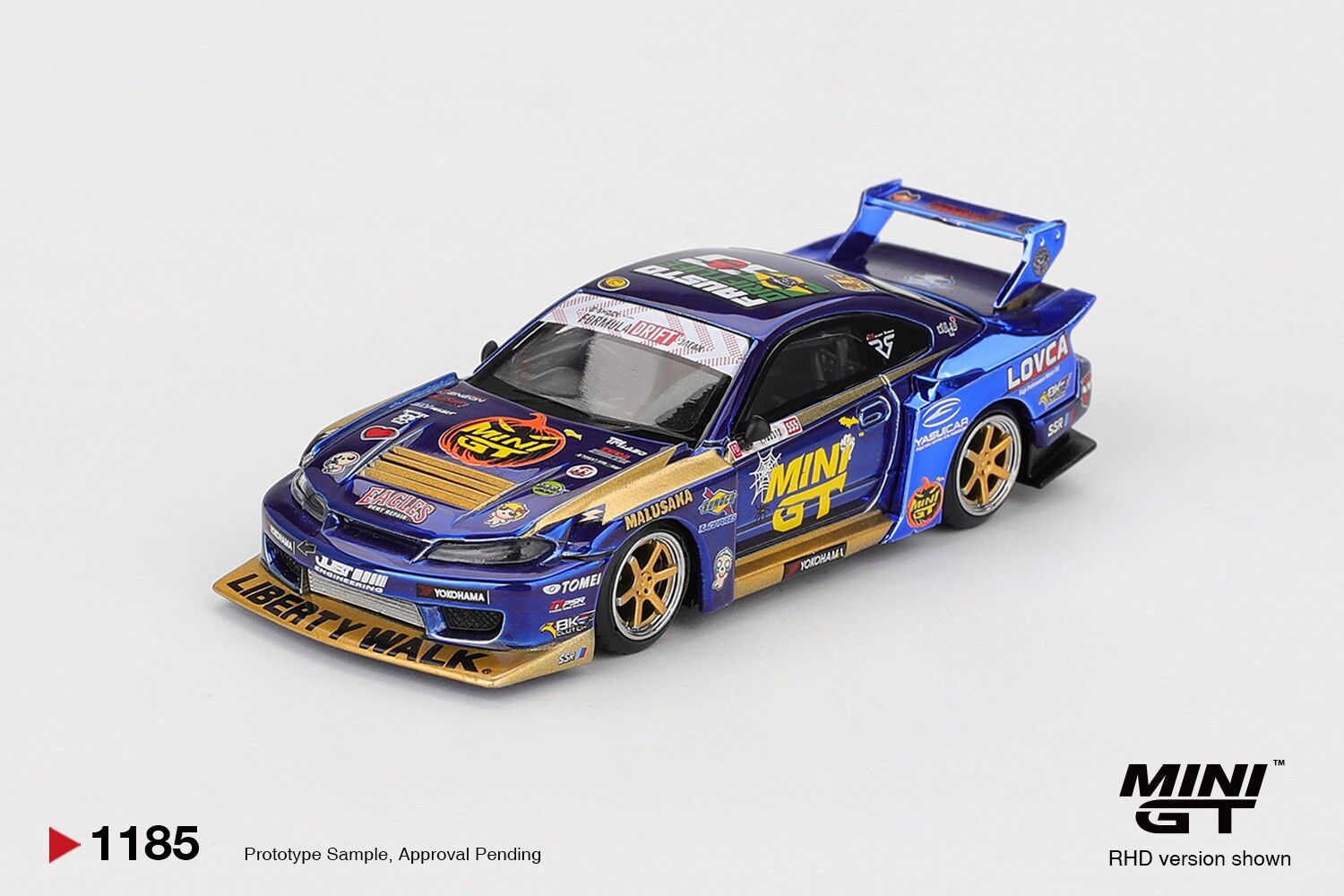 Mini GT Nissan LB-Super Silhouette S15 SILVIA #555 Team MINI GT Liberty Walk 2025 Formula Drift Halloween Special 1185