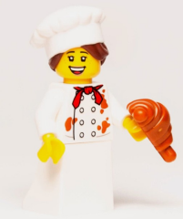 Orjinal Lego Minifigür French Female Pastry Baker Chef with Croissant