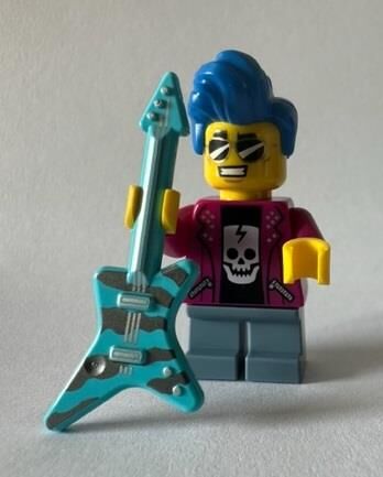 Orjinal Lego Minifigür Rockabilly Blue Hair Musician