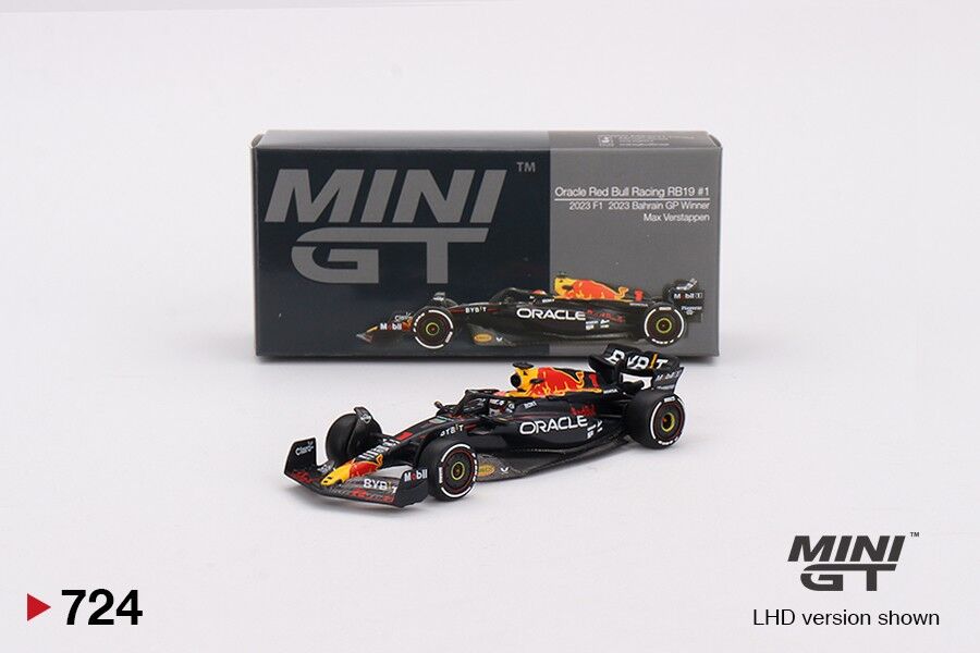 Mini GT Oracle Red Bull Racing RB19 #1 Max Verstappen 2023 F1 Bahrain GP Winner 724