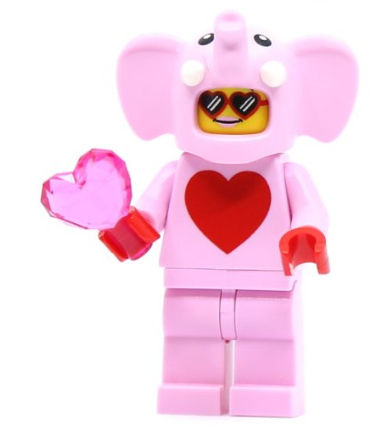 Orjinal Lego Minifigür Pink Elephant Figure with Pink Heart
