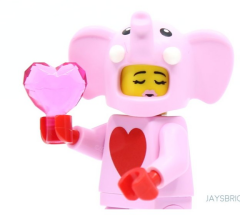 Orjinal Lego Minifigür Pink Elephant Figure with Pink Heart