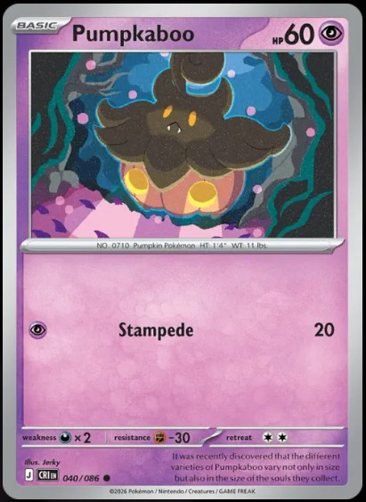 Pokemon Mega Evolution Chaos Rising Single Kart Pumpkaboo 040/086