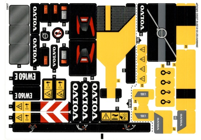 Lego 42053 Volvo EW160E - STICKER -