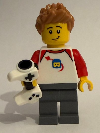Orjinal Lego Minifigür Gamer with White Gamepad