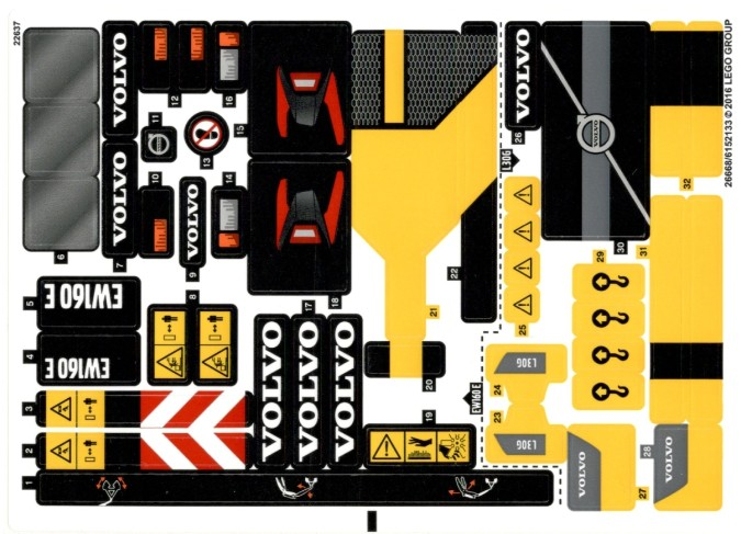 - STICKER - Lego 42053 Volvo EW160E