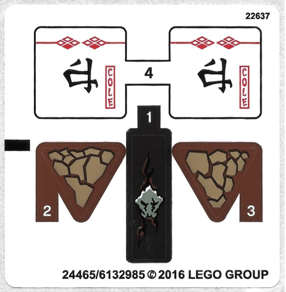 - STICKER - Lego 70599 Cole's Dragon