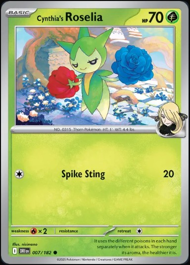 Pokemon Destined Rivals Single Kart Cynthia's Roselia 007/182