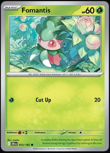 Pokemon Destined Rivals Single Kart Fomantis 013/182