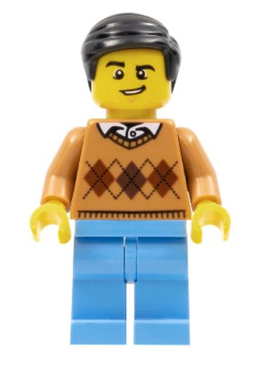 Lego Minifigür Dad - Medium Nougat Argyle Sweater twn298