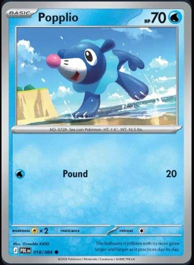 Pokemon Mega Evolution Pitch Black Single Kart Popplio 018/084