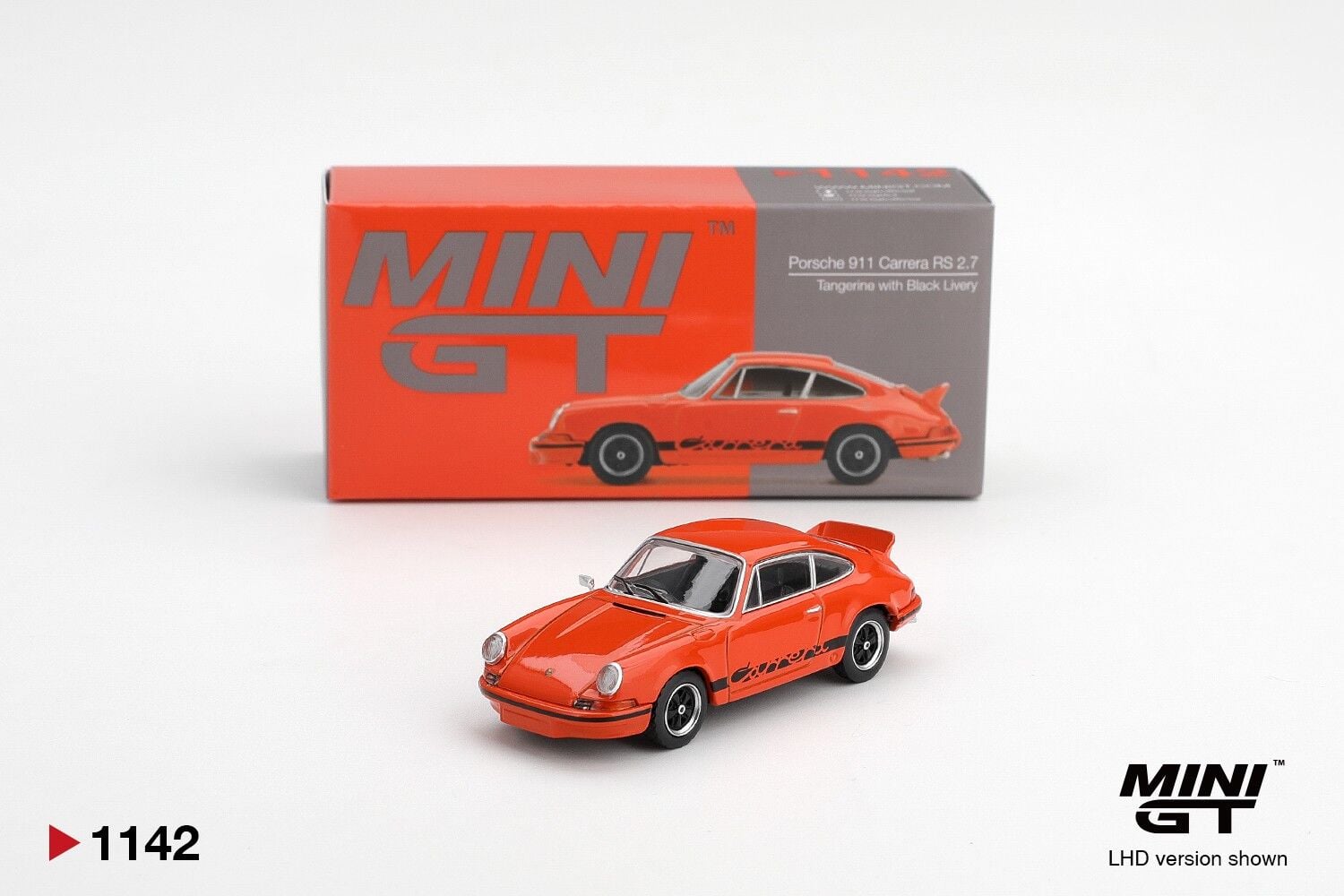 Mini GT Porsche 911 Carrera RS 2.7 Tangerine with Black Livery 1142