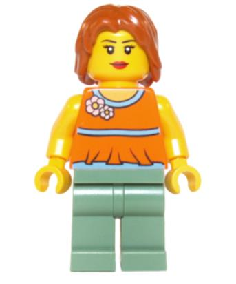 Lego Minifigür Orange Halter Top with Medium Blue Trim twn206
