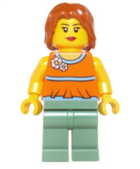 Lego Minifigür Orange Halter Top with Medium Blue Trim twn206