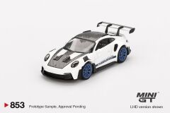 Mini GT Porsche 911 (992) GT3 RS Weissach Package White with Indigo Blue 853