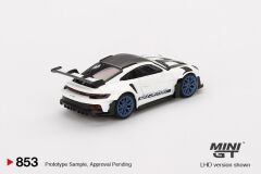Mini GT Porsche 911 (992) GT3 RS Weissach Package White with Indigo Blue 853