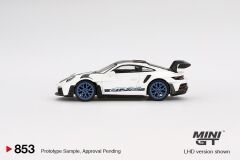 Mini GT Porsche 911 (992) GT3 RS Weissach Package White with Indigo Blue 853