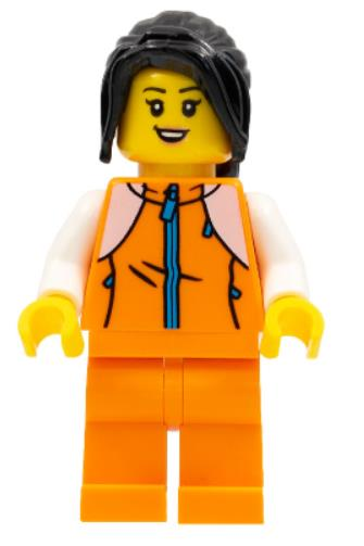 Lego Minifigür Woman Orange Tracksuit hol266