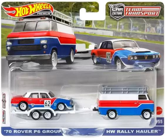 Hot Wheels Premium Car Culture Team Transport '70 Rover P6 Group 2 & HW Rally Hauler HKF45